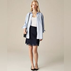 J.Crew Gwen lace-trim slip skirt in textured satin